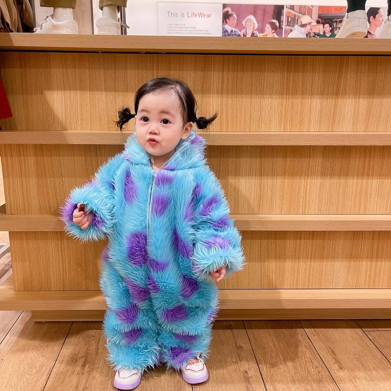 Animal-Print Hooded Baby Jumpsuit