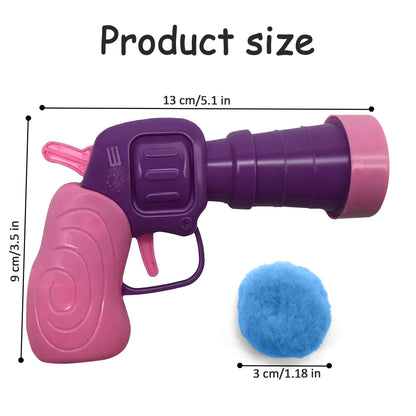 Cat Toy Launcher with 50 Colorful Pom Pom Balls, Interactive Manual Thrower for Cats, Pink and Purple, 13cm