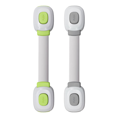 Child Safety Locks for Cabinets and Drawers, Strong Adhesive, Push Button Release, 1 Unit Pack of 4 Green and 4 Gray