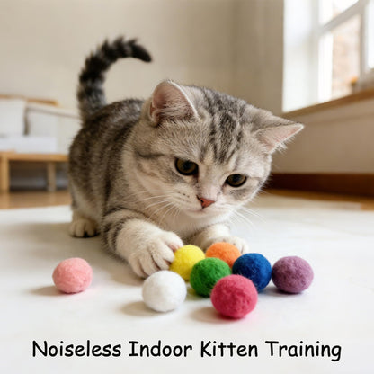 Cat Toy Launcher with 50 Colorful Pom Pom Balls, Interactive Manual Thrower for Cats, Pink and Purple, 13cm