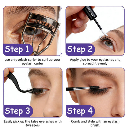 DIY Cluster Eyelashes Kit, 3 Styles Mixed, Fluffy & Curly, with Lash Remover, Tweezers, Mascara Wand